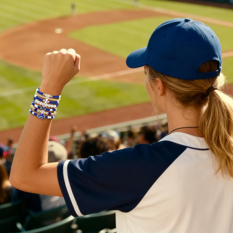 Smilelife Baseball Bracelets for Women Game Day Stackable Bracelets Baseball