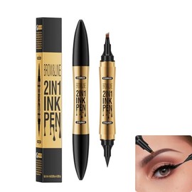 Zamus 2 en 1 Lapiz de Cejas y Delineador Ojos (Marrón Oscuro)  Pluma Impermeable del Tatuaje de la Punta de la Bifurcación de Lápiz 4 de la Ceja de...