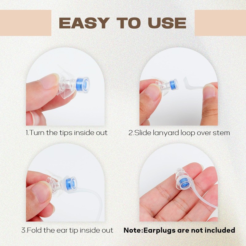 Hearprotek [2pcs] Earplugs Connector Cord, Earplug Lanyard, Replaceable Silicone Cord