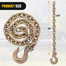 Nilight 3/8" X 35" Trailer Safety Chain 2pcs Grade 70 Towing Chain with Clevis Snap Hooks 26400lbs Break Strength use for Trailer, RV,and Boat Towing and Gooseneck Couplers