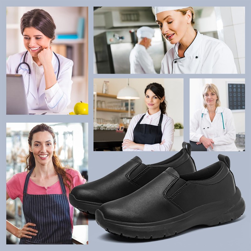 Xinshdi Women's Non-Slip Work Shoes Suitable for Catering Staff, Crew,