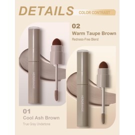 Cool Toned Liquid Contour Stick for Fair Pale Light Skin, Grey Nose Contour with Brush, Long Lasting Cream Bronzer Gray, Blendable Lightweight Contouring Makeup #02 Warm Taupe Brown