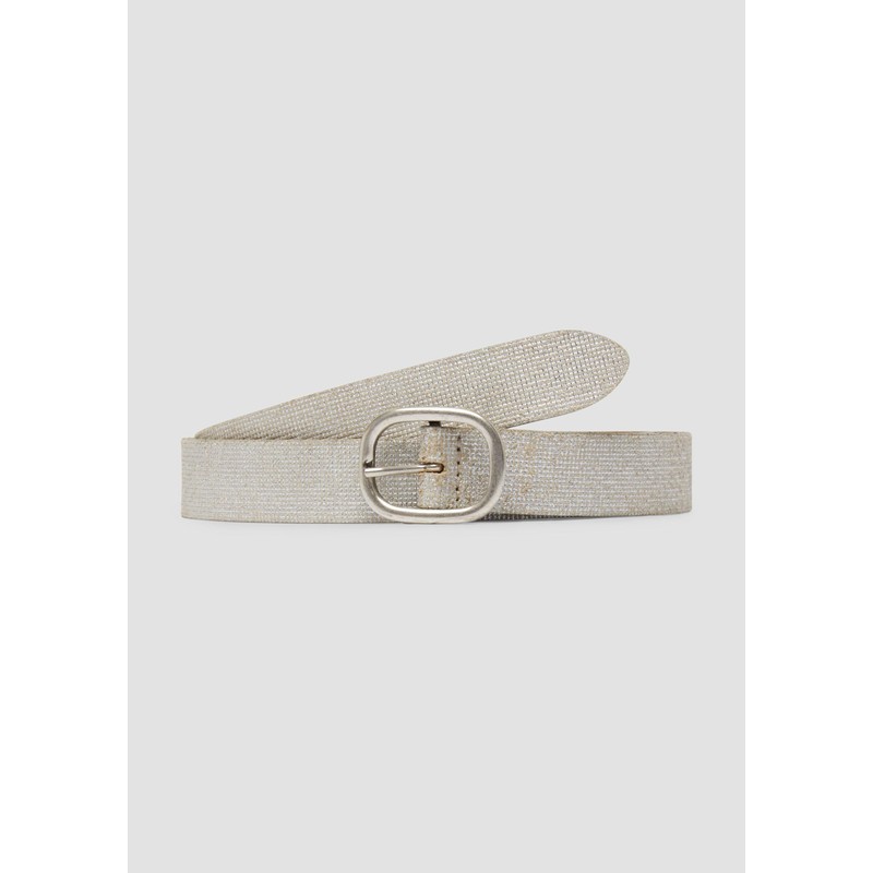 s.Oliver Leather Belt with Pin Buckle, silver