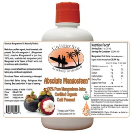 Absolute Mangosteen - Pure Organic Mangosteen Juice from CAOH® (1-32 oz Bottle)