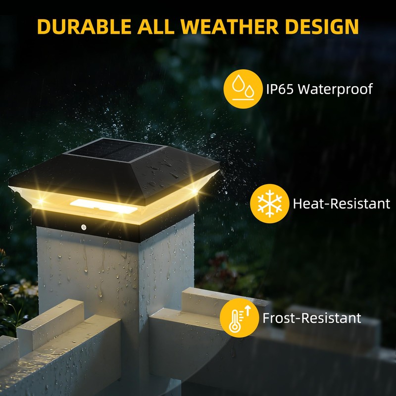 T-SUN Solar Post Cap Lights Outdoor 12 Pack, 2 Modes
