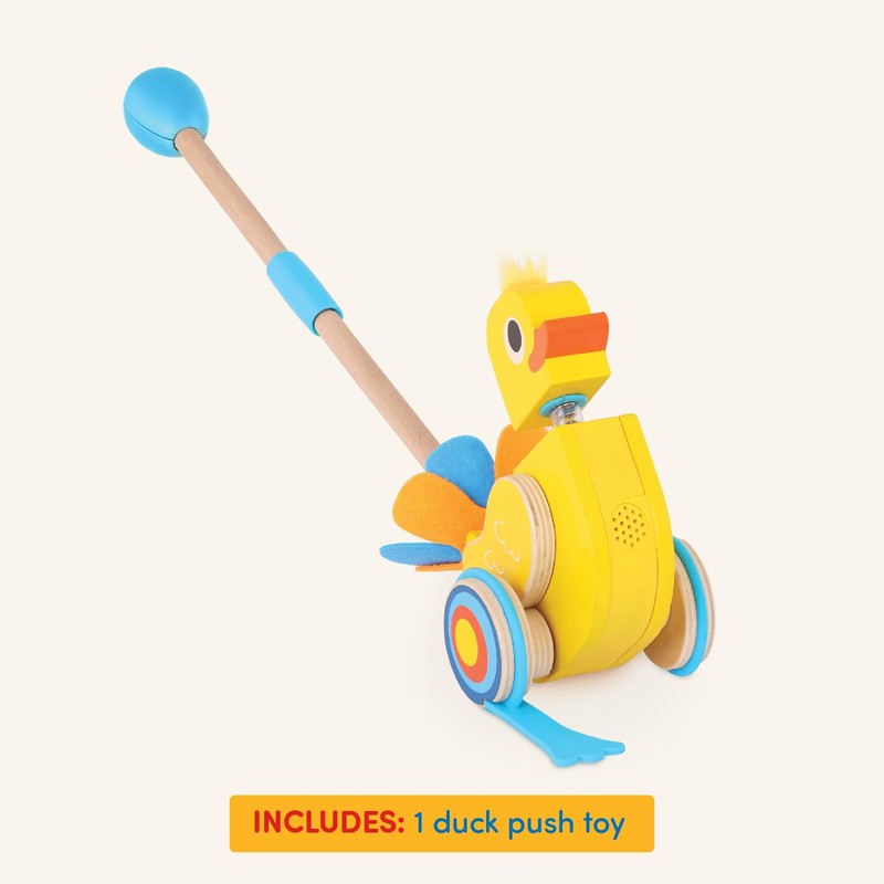 Battat – Waddling Push Toy – Wooden Duck – Walks