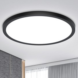Ceiling Light LED Ceiling Light Flat Round - 18 W 6500 K 1600 LM IP44 Modern, Cool White Ultra Thin LED Ceiling Light Black Lamp Ceiling Light for Living Room Children's Room Bedroom Cellar Hallway