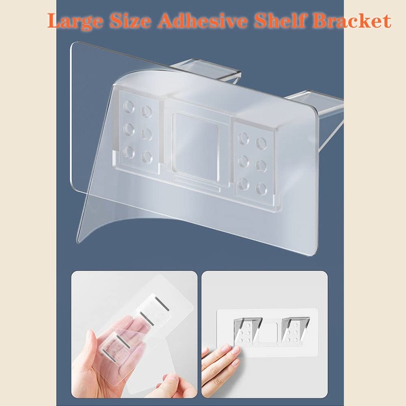6 Pieces Large Size Adhesive Shelf Bracket, Double Row Thickened