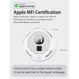 Luggage Tracker, Key Finder, Smart Bluetooth Tracker Pairs with Find My (iOS Only), Item Locator for Wallets, Keys，Louder Alert, Replaceable Battery (White)