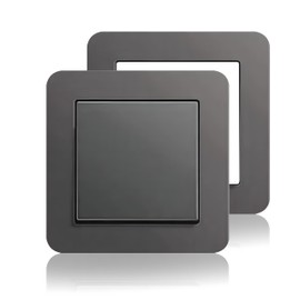 2 Pack Light Gray Light Switch Cover 86x86mm – Modern Light Switch Surround for Home & Office, Easy to Install Light Switch Guard & Protective Cover Plate