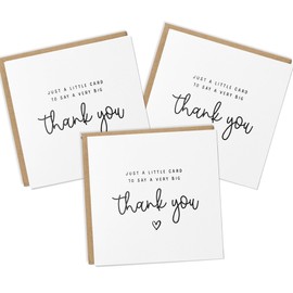 Pack Thank You Cards, Just little card to say a big thank you, (3 Cards with envelopes)