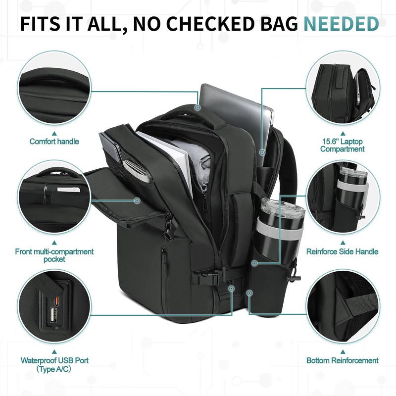 SUIKIHUM Lay Flat Carry on Travel Backpack, 30L Airline Approved,