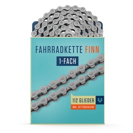 Alphatrail Bicycle Chain Finn 1-Speed Hub Gear & Single Speed 112 Links I Compatible with Shimano, SRAM, KMC, Connex Gears I Includes Chain Lock