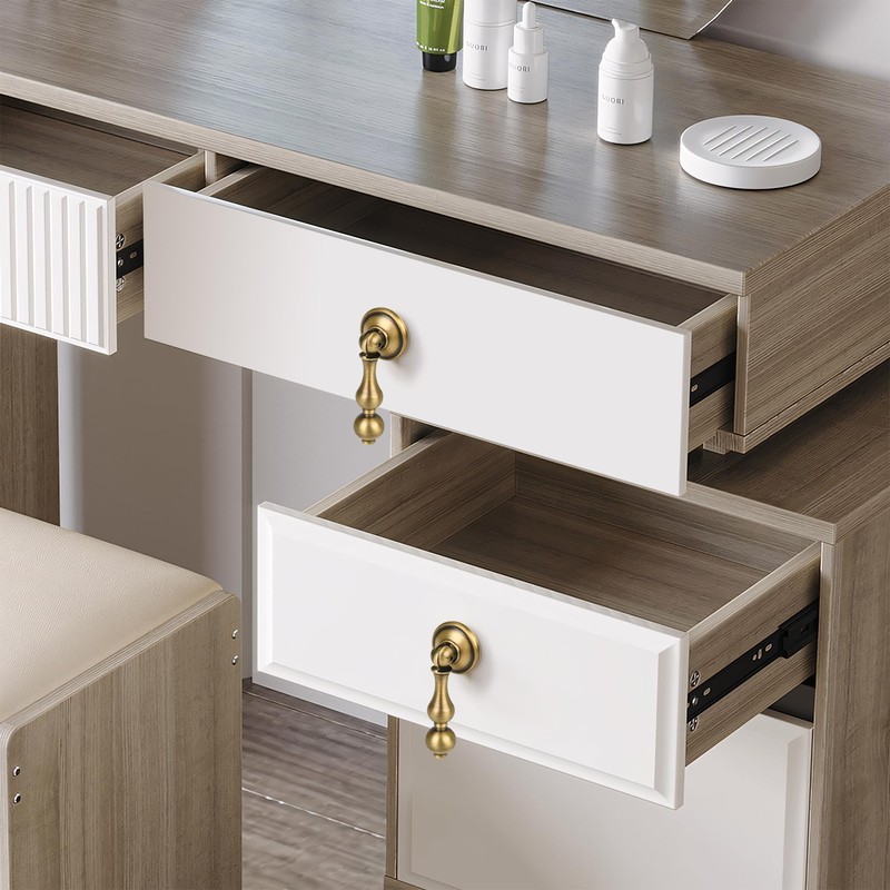 SALISENG Antique Brass Cabinet Drop Pulls 6 Pack, Solid Brass