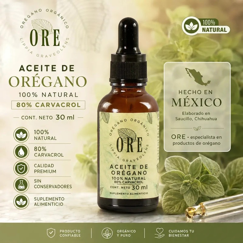Aceite De Orégano, Ore, 30 Mls Gotero Individual Sabor Orégano