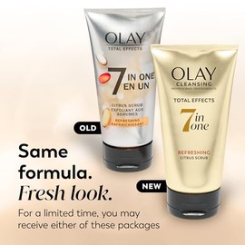 Face Wash by Olay, Total Effects Citrus Facial Cleanser and Scrub, 5.0 Ounces (Pack of 3), package may vary  Paquete de 3, variedad de empaques,...   