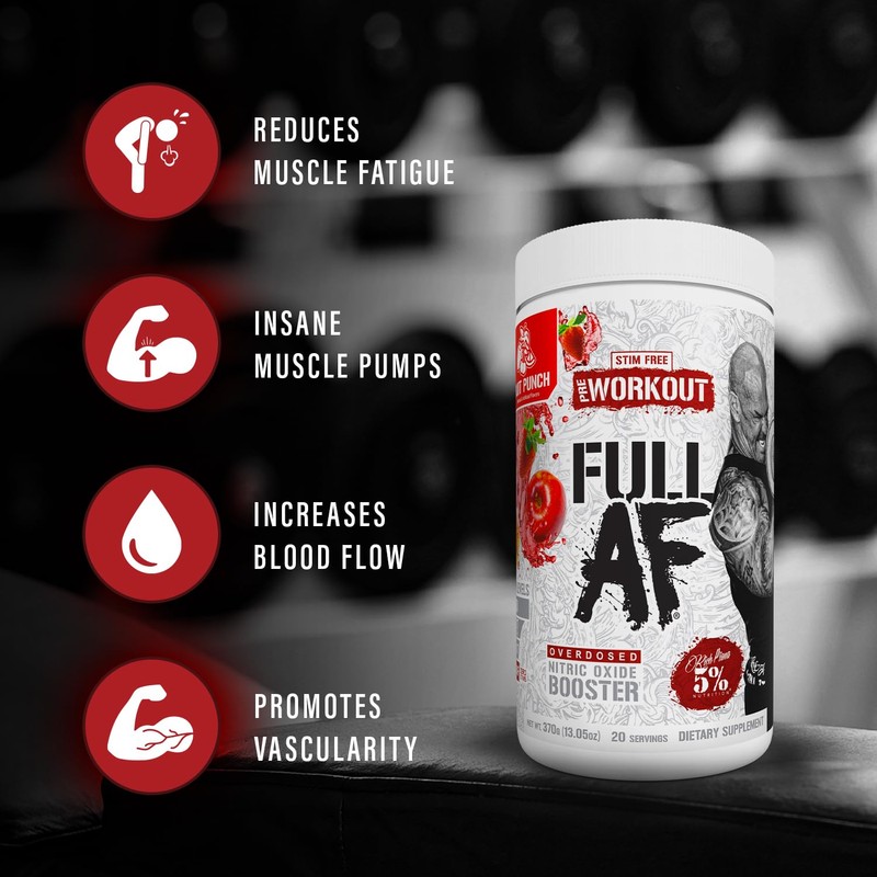 5% Nutrition FullAF Pre-Workout | Stim-Free with Massive Pumps |