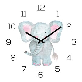 Wall Clock Zoo Animals 30 x 30 cm Glass Children's Clock Glass Picture Animal Motif Zoo Elephant Wall Decoration Glass Clock Children's Room