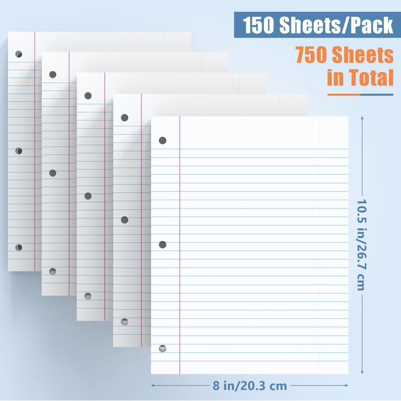 WeLiu Loose Leaf Notebook Paper 750 Sheets 5 Packs Bulk