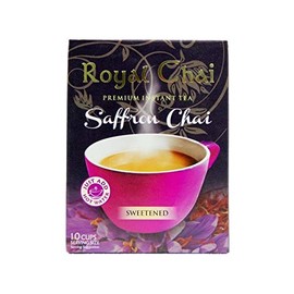Royal Chai | Saffron Chai Sweetened | 10 Single Serving Sachets | Premium Instant Tea | 200g