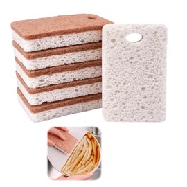 Pack of 6 Biodegradable Dishwashing Sponges, Double-Sided Kitchen Sponge, Natural Coconut Cellulose and Sisal Dish Sponge, Dirt Remover Cleaning Sponge, Reusable Household Sponge