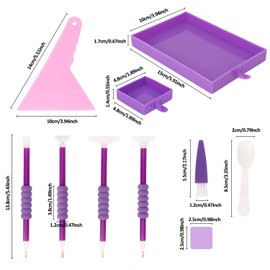 OWill 21PCS Diamond Art Accessories, 4PCS Diamond Drill Pens with Grips, 7PCS Trays, Spoon, Brush, Fix Tool, Glue Clay in Storage Box, Diamond Painting Kit, DIY Dimond Art Tools for Adults Kids