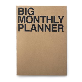 JSTORY Big Monthly Planner Stitch Bound Lays Flat Undated Year Round Flexible Cover Goal/Time Organizer Thick Paper Eco Friendly Customizable A3 16 Months 18 Sheets Brown