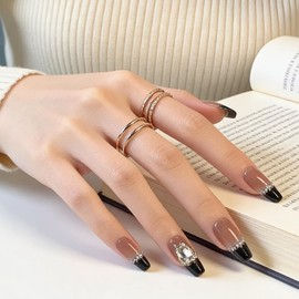 Lwenjing Z193 Nail Tips, Handmade Nails, Short, Spring and Summer, Popular, Japanese Style, Cute, Simple, Stylish, Bridal Nails, Glossy, False Nails, Double-Sided Tape, Coming-of-Age Ceremonies, School Entrance Ceremonies, Graduation Ceremonies, Weddings