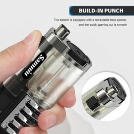 SAMNIU Pack of 2 Torch Lighter, Triple Jet Flames, Visible Gas Tank, Windproof Butane Refill Pocket Lighters for Candle, Men’s Gift (Gas not Included)