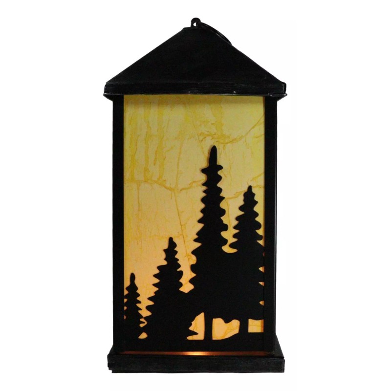 Rustic Black Bear Scenic Forest Mountains Electric Metal Wall Or