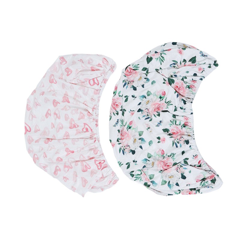 2Pcs Bassinet Sheet Polyester Cotton Breathable Elastic Bassinet Pad Mattress
