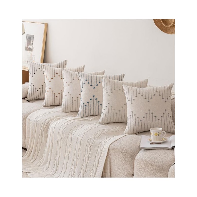 Cushion Covers, Boho Throw Pillow Covers 45x45cm, Pack of 2,