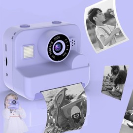 Warmiehomy Kids Camera, 2.4'' Instant Print Camera for Kids, 1080P HD Children Digital Camera with 32GB Card, 3 Rolls Print Paper, Christmas Birthday Gifts Kids Toys for Girls Boys Age 3-12, Purple