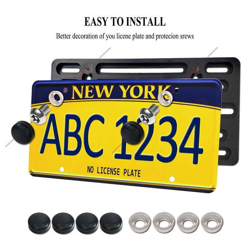 FBJTDQ License Plate Bracket - Black Universal Front Bumper Plastic