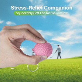SANDIAN, Soft PU Golf Ball Set, 3 Balls with Carabiner Clip, Bag Charms, Key Chains, White Yellow Pink Pack