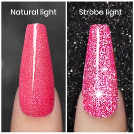 RARJSM Diamond Pink Glitter Nail Gel Polish,Glitter Gel Nail Polish,Bright Hot Pink Sparkle Nail Gel Soak off Requires Drying Under UV LED Lamp Nail Beauty Art Design Salon DIY Home 1Piece 7.5ML