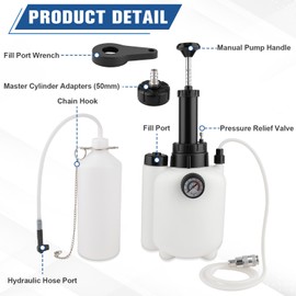AJulyBee 3L Brake Bleeder Kit with 1L Fluid Bleed Bottle, Manual Brake Bleeding Kit with Master Cylinder Adapter (50mm), Leak-Proof Brake Bleeder Vacuum Pump Kit Suitable for Most Vehicles