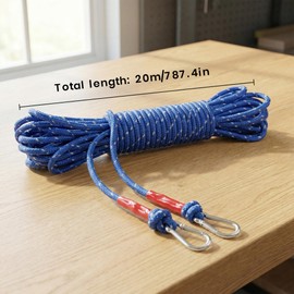 Heavy Duty Polyester Washing Line Rope with 2 Hooks, 20 M Wear-Resistant Clothes Line for Outside, Garden,Terrace, Balcony, Ceiling Airers, Dryer, 10mm Full Steel Core for Strength & Durability
