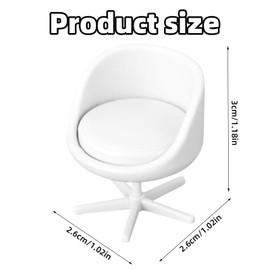 6pcs Mini Plastic Chairs, 1:25 Miniature Chairs Lifelike Tiny Backrest Swivel Egg Furniture Ideal Small Dollhouse Fairy Garden Micro House Decoration Accessories(White)