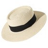 Lanzom UPF50+ Women Wide Brim Straw Panama Sun Hat Boater