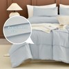 Masaca Oversized King Comforter 128x120,3 Pieces Pinch Pleated Light Blue
