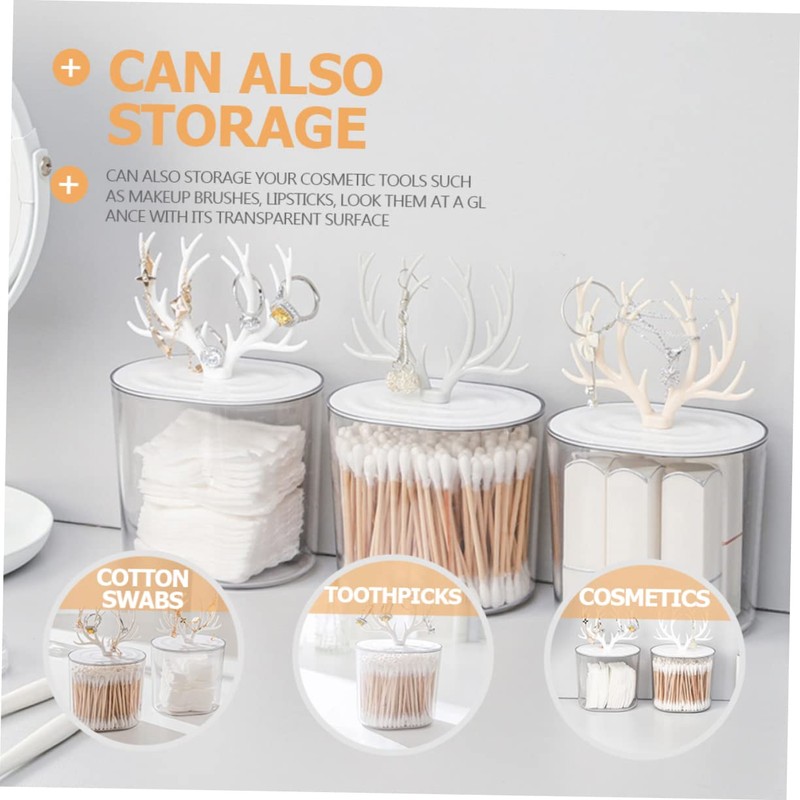 Ciieeo Cotton Holder with Lid Makeup Organizer for Cotton Swabs
