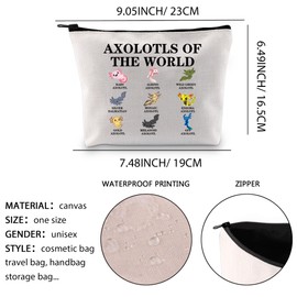 Axolotls of The World Axolotl Makeup Bag Axolotl Salamander Lover Gifts Axolotl Girl Cosmetic Zipper Pouch Bag (The WORLD2 2UK)