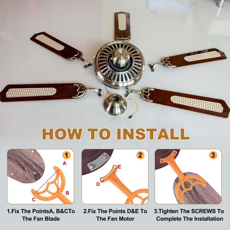 PATIKIL Ceiling Fan Blades Arms Replacement, 3 Pcs 52" Fan