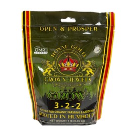 Royal Gold Crown Jewels Organic Grow 3-2-2 Dry Soluble Fertilizer, 1 lb - Best for Improving Soil Before Planting, Encouraging Vigorous Growth and Plant Feeding