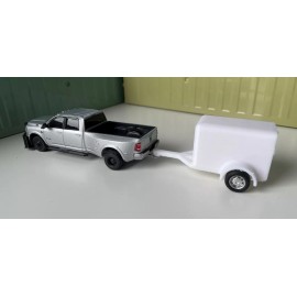 Handmade 3D Printed U Haul Style Trailer For 1/64 Diecast Vehicles, Greenlight Hot Wheels - Gray