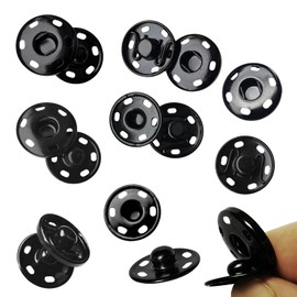 Black Sew on Snap Buttons 19mm 50 Sets Metal Snaps Fasteners Press Studs for Sewing Clothing Bags Bathrobe (Black, 3/4 inch)
