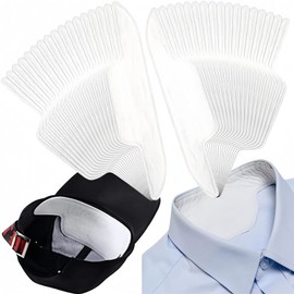 80 Pcs Disposable Collar Protectors Sweat Pads，Self-Adhesive Neck Liner Pads for Shirts, Invisible Collar Neck Liner Pad for Women Men ，White