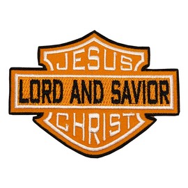 Bayonet Design - Jesus Lord and Savior Embroidered Patch - 4 X 3 inch Novelty Patch - Non-merrowed Edge - Wax Backing - Iron on or sew on - Christian - MC - Motorcycle - Hat - The Cross