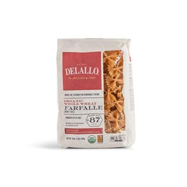 DeLallo Organic Whole Wheat Farfalle, Bow Ties Pasta, 1lb Bag